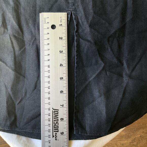 GAP Women Midi Dress Size 6 Black Cotton Linen Sheath Sleeveless Square Neck - Picture 9 of 10